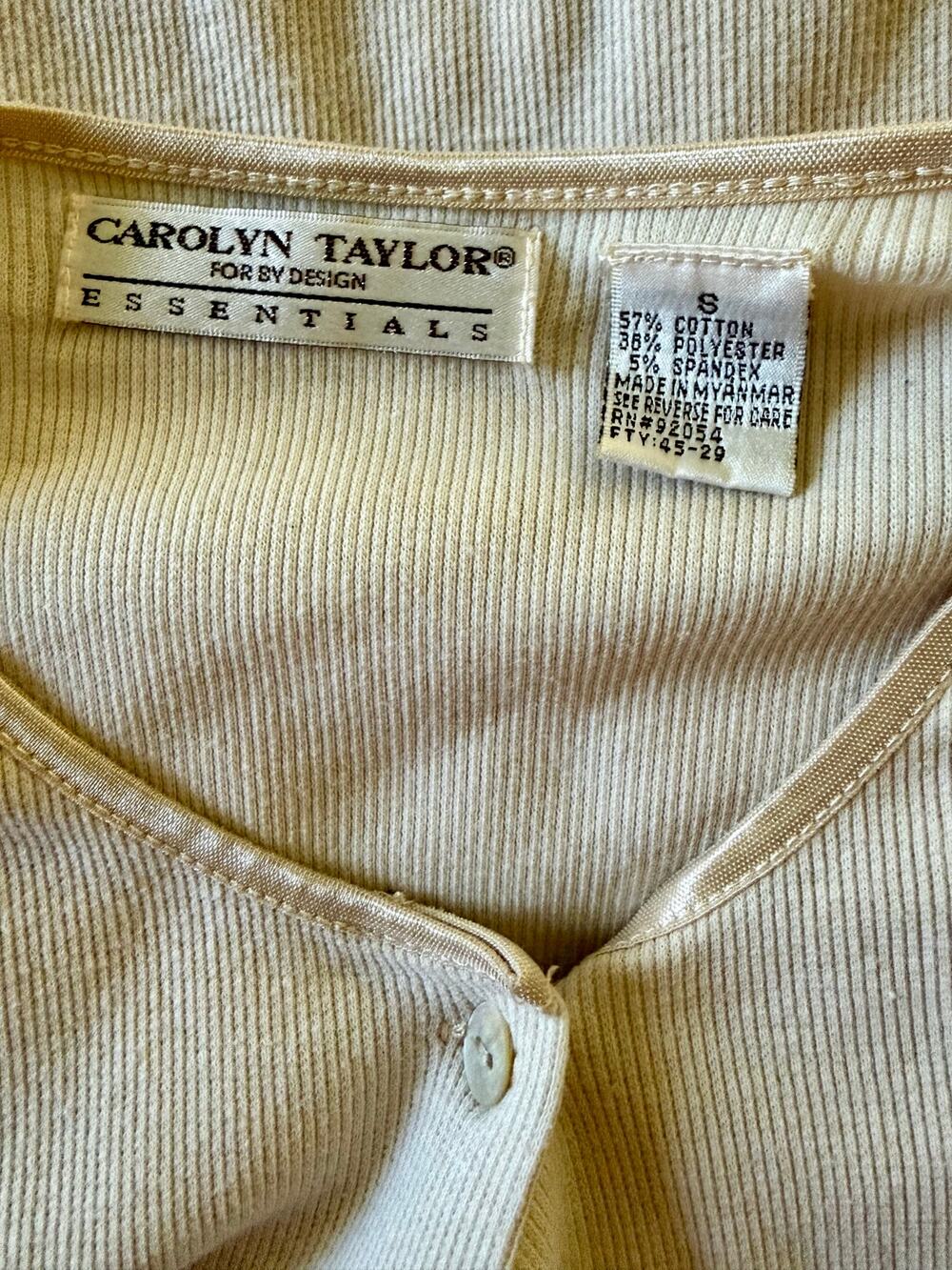 Carolyn Taylor Essentials Tan Ribbed Button Up Cardigan Sweater Small